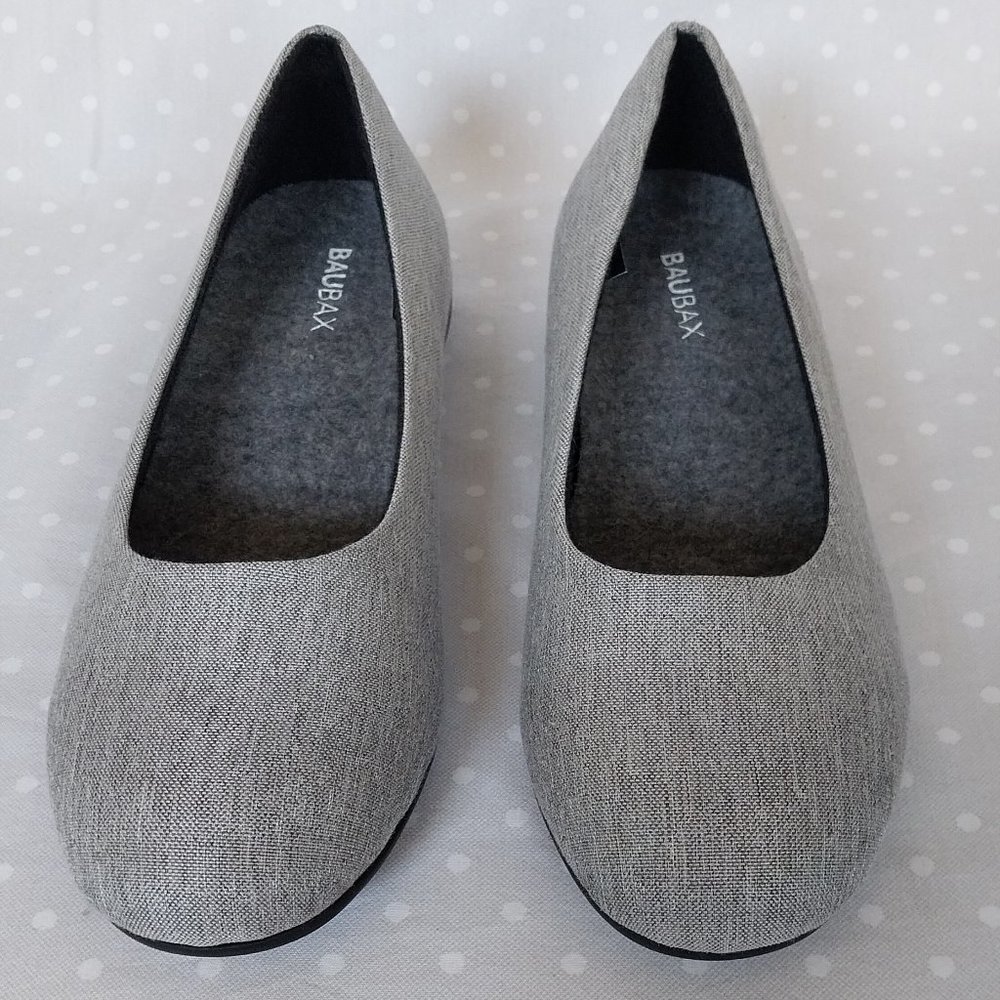 Baubax Gray Bamboo Dressy Flats NWOB